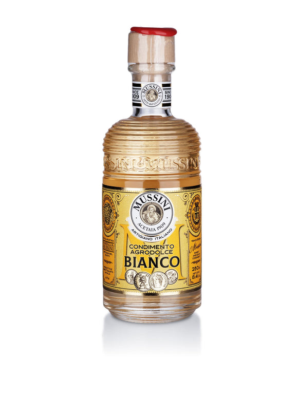 Mussini Belle Epoque Bianco Condimento AgroDolce, witte balsamico fles 250ml